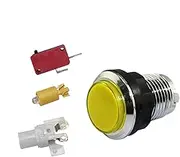 Arcade LED Illuminated Push Button | Round Silver Plated Button for Arcade Machine,Built-in Bulb Game Supplies for Internet Cafe, Bedroom, Living Room