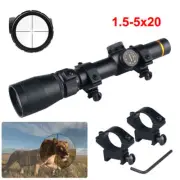 New Riflescope 1.5-5X20mm Matte MilDot Rifle Scope Duplex Reticle Scope & 2mount