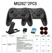 2PCS Bluetooth 2.4G Wireless Controller For Nintendo Switch Pro PC TV Box Smart Phone Tablet PS3 Tesla Shock Joystick Gamepad No Box 2PCS MG26Z black