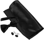 [WATIIFUFU] Mens Cufflinks and Bow Tie Set Satin Pocket Square Tuxedo Accessory Events Unique Present