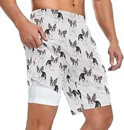 [ZZXXB] French Bulldog Dog with Glasses Athletic Shorts for Men with Pockets 2 in 1 Quick Dry Running Shorts S-3XL