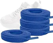 [WALWAL] 45" Flat Athletic Shoe Laces for Sneakers, Skate Shoes, Boots, Sport and Casual Wear 4 Pair Pack High Durability Stylish(Blue)