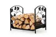 Costway 50x34x42cm Firewood Storage Rack Steel Fire Wood Organiser Stand Fireplace Tool Log Holder w/Handle