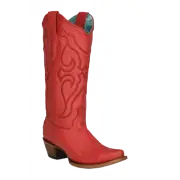 Corral Ladies Matching Stitch Pattern Snip Toe Red Leather Boots Z5073