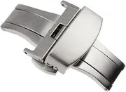 [RECHERE] Brushed Matte Stainless Steel Push Button Deployment Clasp For Leather Watch band Strap Butterfly Buckle