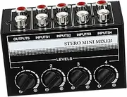 VICASKY Portable Audio Mixer 4-channel Stereo Mini Controller Iron Construction for Phone Laptop Cd Player