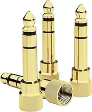 5Pcs Gold Plated Stereo Phone Screw-On Adapter 6.35mm (1/4 Inch) Male to 3.5mm (1/8 Inch) Female Audio Adapter