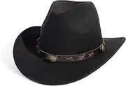 [Gossifan] Women Men Western Cowboy Cowgirl Hat Fedora Hat with Belt