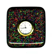 desktop BLACK OPAL CLOCK, handmade mosaic opal quartz clock on stand