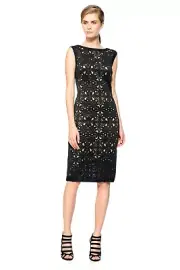 $348 Tadashi Shoji Laser Cut Neoprene Black & Nude XL Worn Once