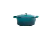 Crock-Pot 109475.02 Artisan 7 Quart Enameled Cast Iron Oval Dutch Oven in Teal O