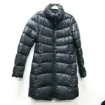 近全新 UNIQLO輕暖長版羽絨大衣外套 防風防水 毛呢印花 黑灰S 日本購入