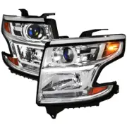 Chrome Housing Projector Headlight LED DRL Strip for 15-20 Chevy Tahoe Suburban (for: Chevrolet)