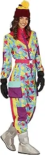FIESTAS GUIRCA Retro Snowsuit Fancy Dress Women - Colourful 80s Ski Shell Suit Overall Funny Womens Costume - 90s Snowboarder Skier Tracksuit Bachelorette Party Hen Do Fancy Dress Women