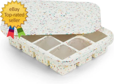Peak Silicone Everyday Ice Tray W/ Protective Lid Speckled White