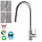 Brushed Nickel 2 Mode Pull Out Spray Kitchen Sink Mixer Swivel Laundry Tap