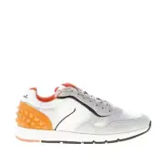 VOILE BLANCHE men shoes Grey orange velour Reubent Studs sneaker white delavé