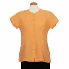 EILEEN FISHER Arabesque Orange Light Linen Shaped Button Front Shirt Top XS