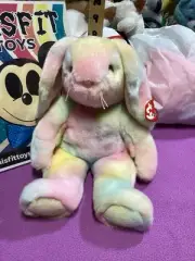 Ty Beanie Buddy - Hippie the Tie-Dye Easter Bunny MWMTs Soft and Cuddly Rabbit!