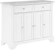 Crosley Furniture Avery Rolling Kitchen Island Storage Cart with Shelves, Microwave Stand, Coffee Bar, Distressed White