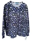 HQ Scrub Women's Snap Front Long Sleeve Blue Floral Uniform Top Jacket