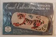 Vtg Sealed Elsa Williams Tiger Eyeglass Case Crewel Embroidery Kit KC393