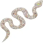 jojofuny Snake Shaped Rhinestone Applique Patch Embellishments for DIY Clothing Hats Bags More Creative Beaded Decorative Patches for Personalization