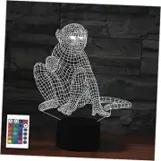 3D Cartoon Monkey Remote Control 16 Color Night Lights Illusion Acrylic LED
