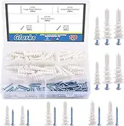 Glarks 120Pcs 2 Types Plastic Self Drilling Drywall Anchors, Reinforced Nylon Self-Drilling Anchors with Screws Kit for Hanging Items