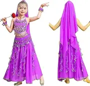 FORMIZON Belly Dance Set for Children, 6-Piece Women's Professional Belly Dance Costume Kit, Belly Dance Costume, Children's Dance Dress, Carnival Costumes, Complete Dancewear, Belly Dance Costume