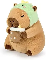 Ditucu Cute Capybara Plush Pillow Dinosaur Boba Tea Stuffed Aniamls Capibara Pluhsies Toy Gifts for Kids 11 inch