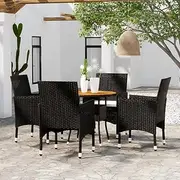 5 Piece Garden Dining Set Poly Rattan Black, Patio Furniture Sets