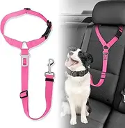 Plliocse Headrest Dog Car Seat Belt, ﻿Dog Seat Belts for Cars, Adjustable Dog Car Seat Belt, Sturdy and Durable Dog Car Seat Belt (Pink)