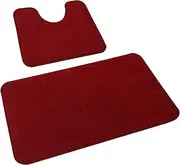 Rururug Bath Mat Set Washable Microfiber Bathroom Mat Sets 2 Piece Non-Slip Bath Mats for Bathroom and Toilet Mat, Red Bathroom Rug 50x80cm+50x40cm