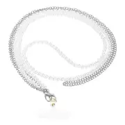 Pearl Crossbody Phone Lanyard, Cell Phone Chain Strap with Tether Patches Silver