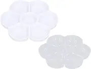 Respicefinem Palette 7 Holes Thickened Plastic Washable Plum Shaped Watercolor Palette Box Ideal for Studio Painting Craft Projects Light Portable and Suitable for Various