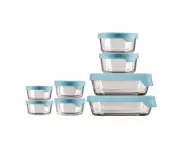 8pc Anchor Hocking Durable Glass Kitchen/Food Container Storage Set w/Lids Blue