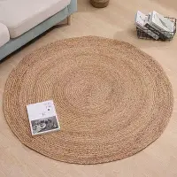在飛比找Yahoo!奇摩拍賣優惠-竹編地毯日系日式圓形編織地墊茶幾沙發毯黃麻亞麻劍麻拍攝影地毯