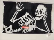 Halloween Riviera Home Skeleton Black White Bathroom BATH MAT RUG 21" X 32”