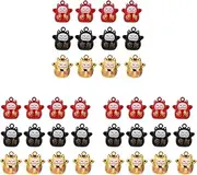 Ciieeo 3 Sets 12pcs Fortune Cat Shape Pet Collar Bell DIY Supplies Red Black Golden Bell Hanging Ring