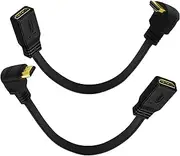 tunghey 2Pack Up/Down Angle Flat Slim High Speed HDMI Male to Female Extension Cable 270 Degree Right Angle Adapter Converter Cable 30CM (Male to Female)