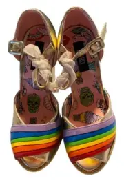 Iron Fist ‘Over It Heel’ Gold Heels Rainbow Size 5US Women's Shoes Heel