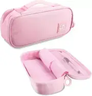 Large Pencil Case Pouch with Handle and Zipper Compartments, Pencil Case