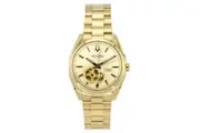 Bulova Surveyor Gold Tone Stainless Steel Open Heart Champagne Dial Automatic 97A182 Men's Watch