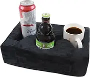 Sofa Cup Holder, Couch Cup Holder Pillow, Sofa Arm Table, Sofa and Bed Drink Caddy, Remotes Holder for RV, Car, Beach（Black）