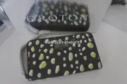 OROTON Track Print Large Multi Pocket Zip Around Wristlet Dark Olive RRP $295