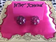 Betsey Johnson Vintage Varsity Crush Clear Pink Leopard Lucite Ball Earrings