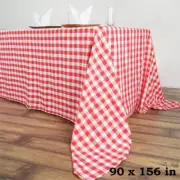 Red White Buffalo Plaid 90x156" RECTANGULAR Polyester Tablecloth Picnic Events