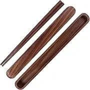 Wooden Chopsticks 8.9'' Reusable Chopsticks Travel with Pull Type Case Chinese Style Wood Dinnerware Utensils for Outdoor Hygienic Dining Black