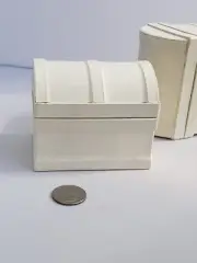 Craft - Ivory Paper Mache Small Trinket Boxes w/Lid Treasure Chest (3 pcs)